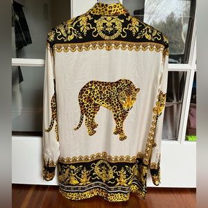 Paolo Santi Silk Blouse w/ Cheetah